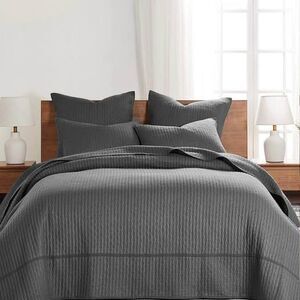 Levtex Home Cross Stitch Stitching 3-Pc. Bedspread Set, King, Charcoal
